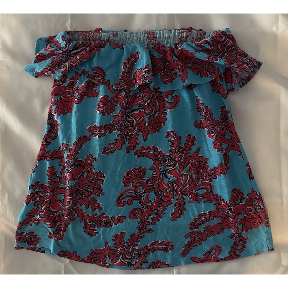 LILLY PULITZER “Rhode Island Reef” Wiley Ruffle Tube Top Size S
